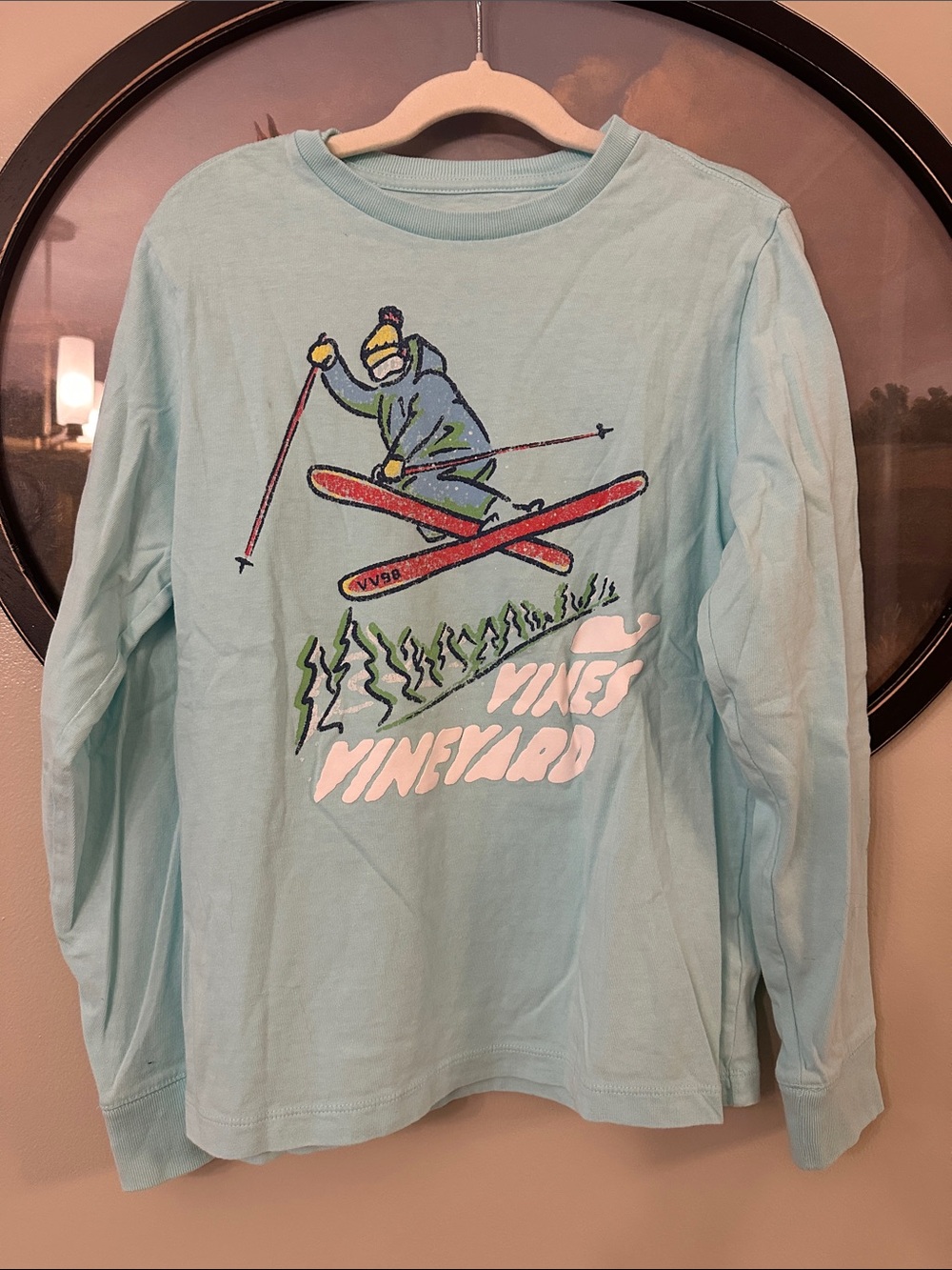 Vineyard Vines Light Blue Kids Ski Graphic Long Sleeve Tee